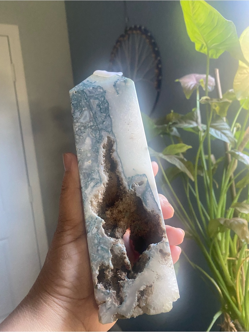 Moss Agate Druzy Crystal Tower